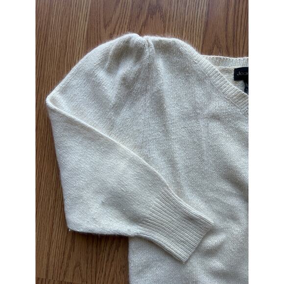 1960s Vintage Cream Sweater Silk Angora Lambswool Knit Pullover - Size M - Picture 3 of 5